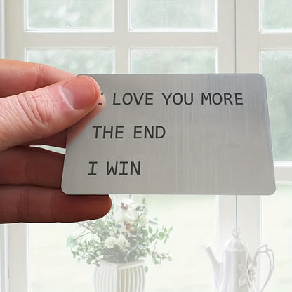 Valentine's Day gift 1pc Anniversary Wallet Insert for Men, Novelty Wallet Card Gift, I Love You More, Engraved Keepsake for Him