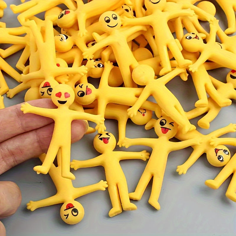 25 Creative Pull Toys - Stretchable Yellow Figures for Kids - Christmas Toys That Fold Into Semi-Soft, Ventilated Dolls