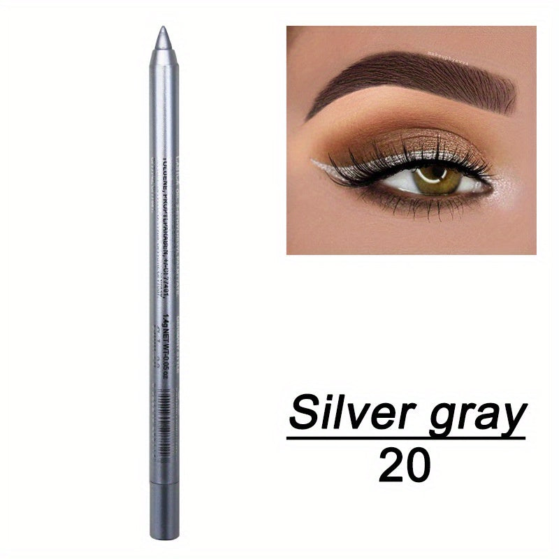 [High Pigmented Eyeliner Stick] 14-Color High Pigmented Pearly Shimmer Metallic Smokey Punk Gothic Style Eyeliner | Long Lasting Waterproof Eyeliner Stick, Matte in, Brown, Green, Pink