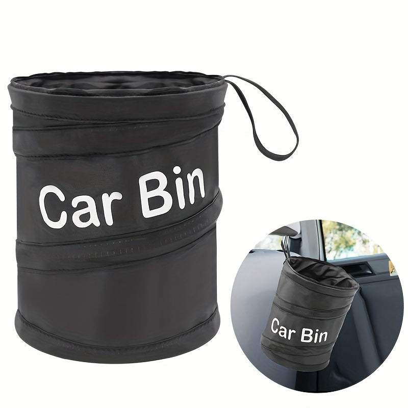 Fabric Car Trash Bin with Lid – Collapsible Folding Garbage Waste Basket, Multipurpose Automotive Organizer, Interior Accessory for Vehicle Cleanliness – 1pc