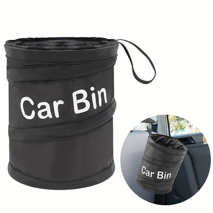 Fabric Car Trash Bin with Lid – Collapsible Folding Garbage Waste Basket, Multipurpose Automotive Organizer, Interior Accessory for Vehicle Cleanliness – 1pc
