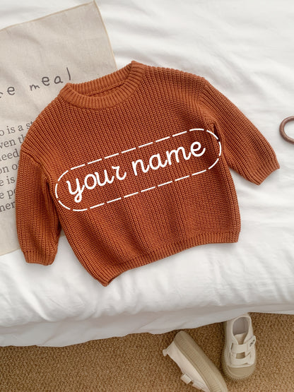 Girls' Casual Sweater with Personalized Name on Chest Area, Customizable, Perfect for Holiday Gifts