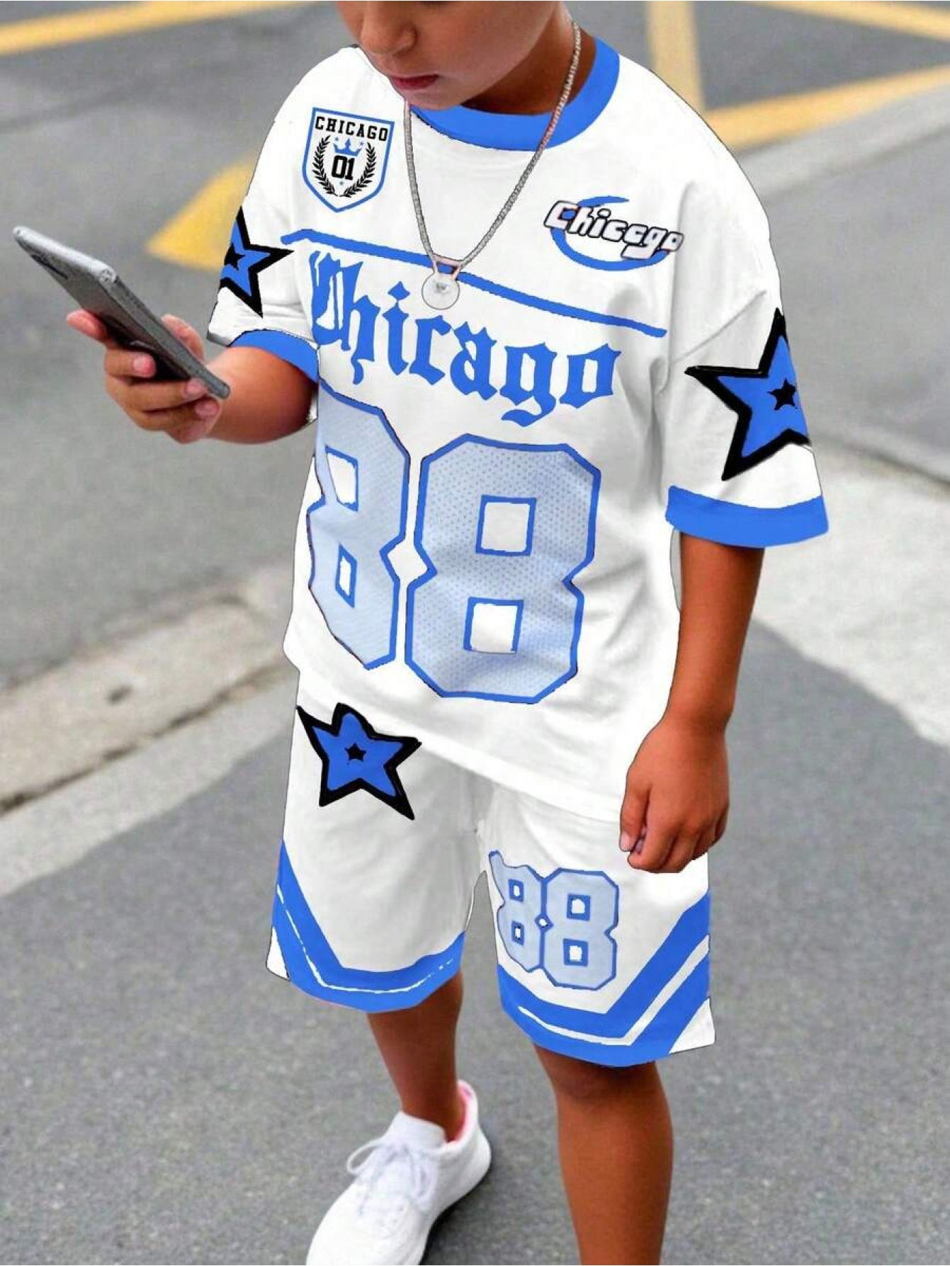2pcs Short-sleeve Shirt and Shorts Set | Printed Sportswear, Breathable and Quick-drying, Suitable for Boys and Girls, Casual Style, Perfect for Outdoor, Street, and School Wear, Perfect for Outdoor