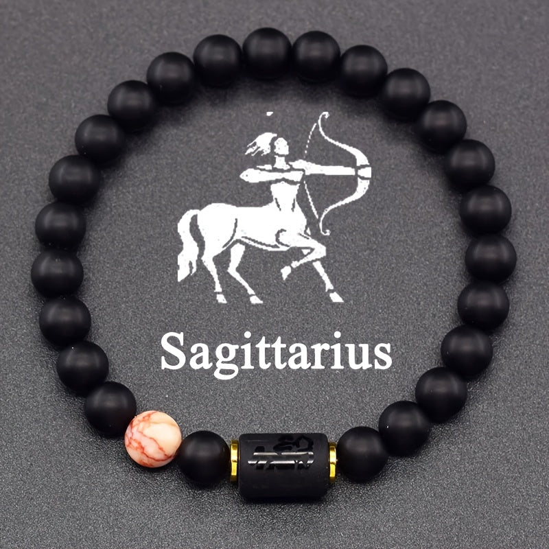 [Zodiac Stones Bracelet] Natural Stones Elastic Bracelet | Representing The 12 Zodiac Signs, Featuring a Card Design for Couples, Perfect As a Valentine's Day Or Birthday Gift for Partners And Friends