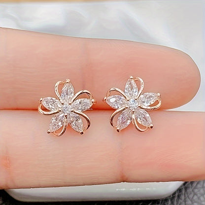 Cubic Flower Stud Earrings, Sister Gift, Women's Gift, Jewelry Pendant