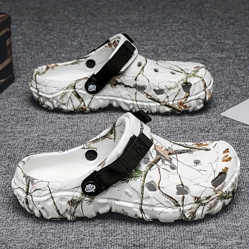 Men's Solid Color Hollow-Out Fashion EVA Sandals, Comfortable Non-Slip Durable Lightweight Slippers, Suitable for Men's Outdoor Activities