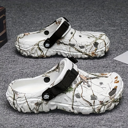 Men's Solid Color Hollow-Out Fashion EVA Sandals, Comfortable Non-Slip Durable Lightweight Slippers, Suitable for Men's Outdoor Activities