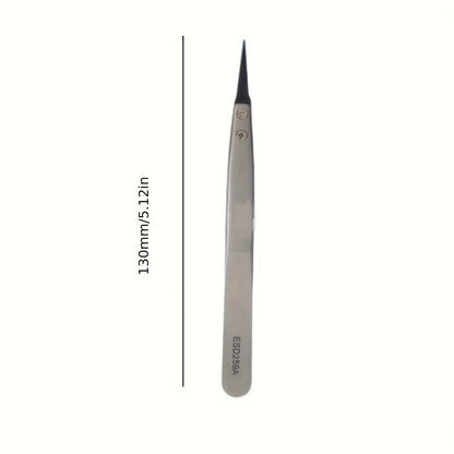 1pc ESD-259A Precision Anti-Static Carbon Fiber Tweezers - Stainless Steel Precision Pliers for Crafts, Jewelry, Electronics, No Power Required, Crafting Tools, Fashionable Metal Surface, Durable Metal Construction
