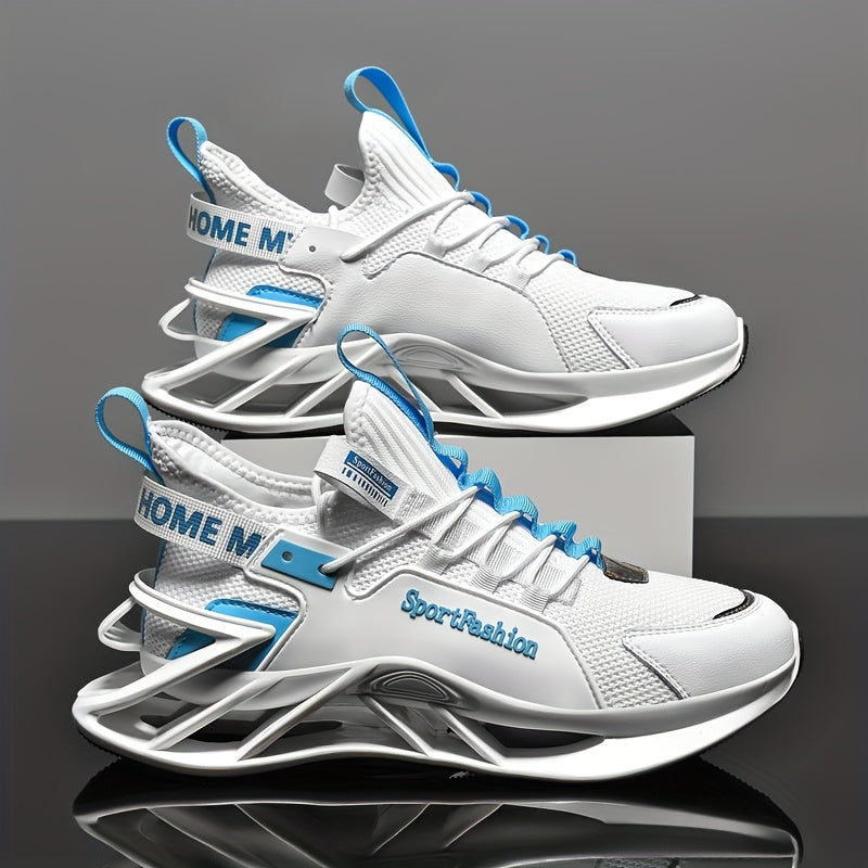 [Men's Running Sneakers] Men's Breathable Running Sneakers with Mesh Upper & Net Face - Lightweight Sneakers Suitable for, Gym, Casual Wear - Round Toe Box, Lace-Up Closure, Cushioned (Solid Color)