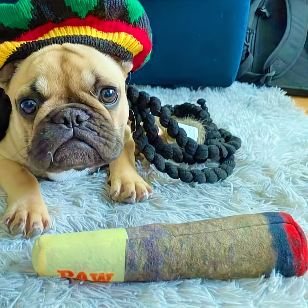 A Chew Toy Shaped Like a Cigar for Dogs, Featuring Interactive Plush Material, Designed for Training And Suitable for Small, Medium, And Large Dogs, Without Battery