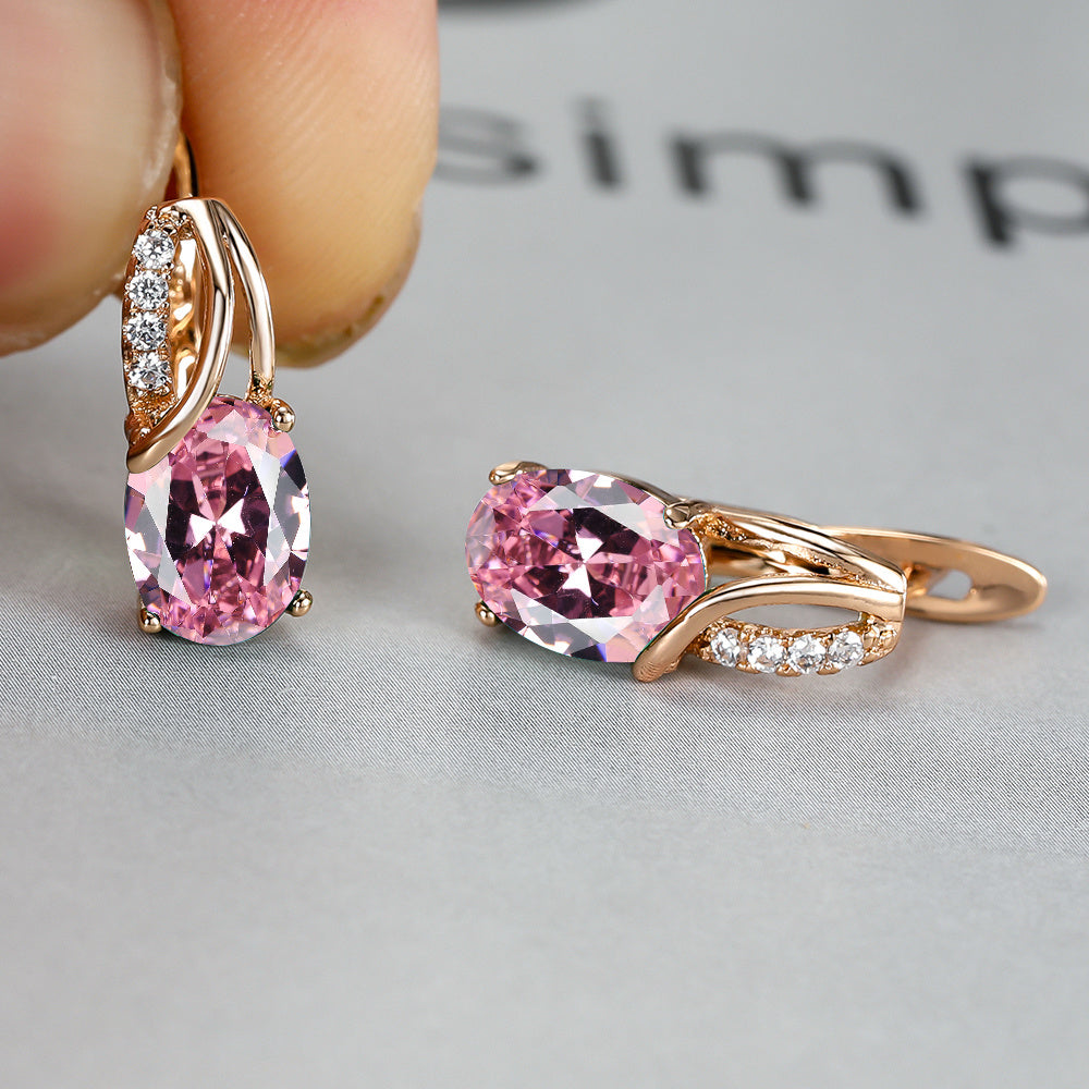[Synthetic Zirconia Earrings] Vintage Synthetic Zirconia Earrings, Elegant Oval Cut Bridal Wedding Jewelry Gifts
