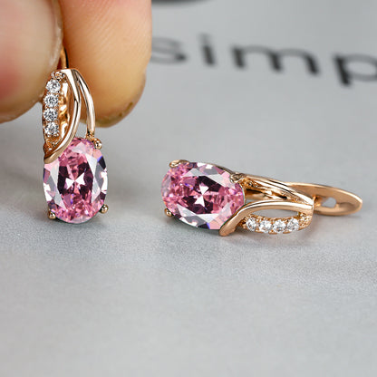 [Synthetic Zirconia Earrings] Vintage Synthetic Zirconia Earrings, Elegant Oval Cut Bridal Wedding Jewelry Gifts
