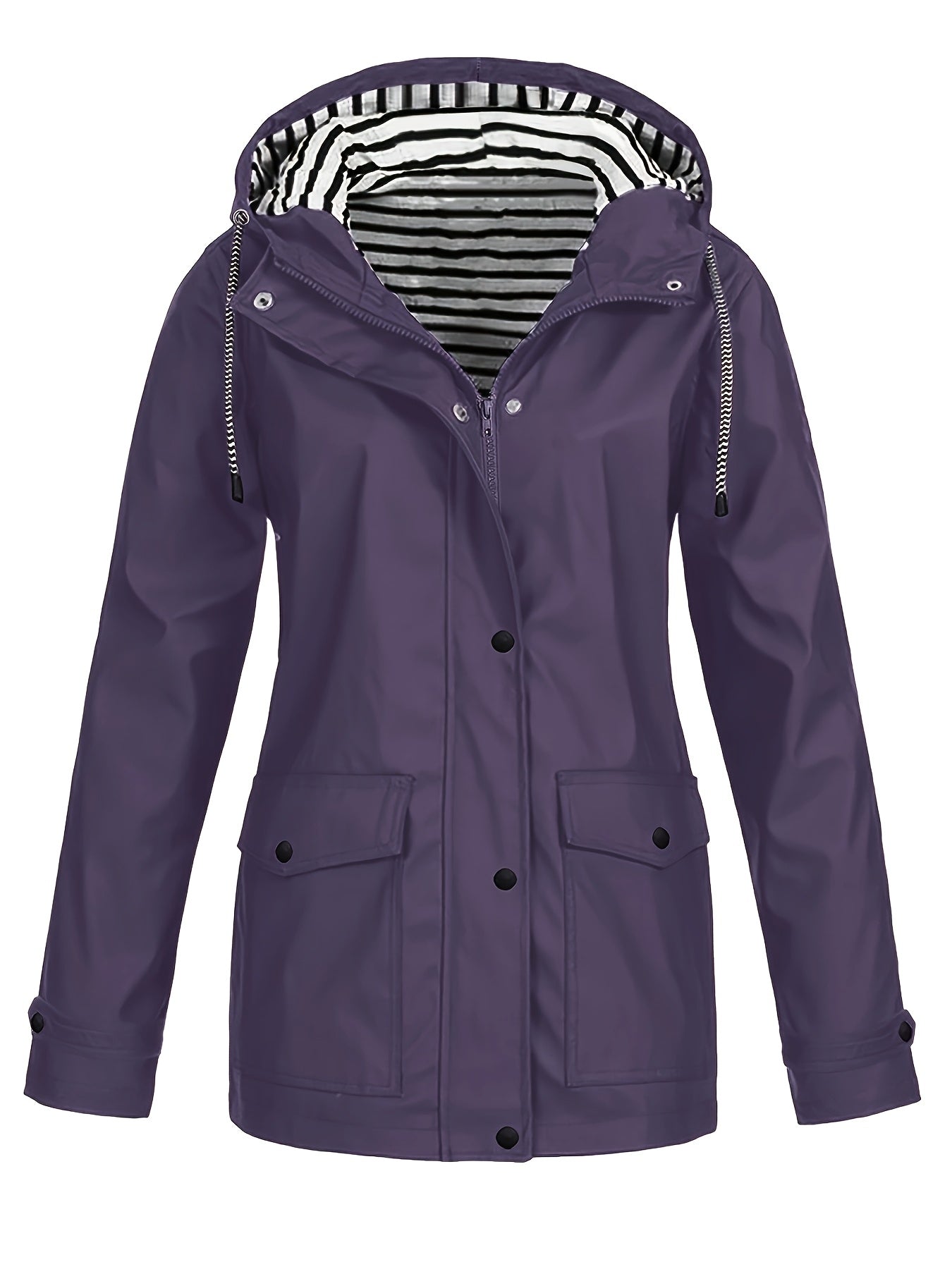 Women'S Hooded Long Sleeve Solid Color Casual Jacket | Fashionable and Versatile with and Pockets
