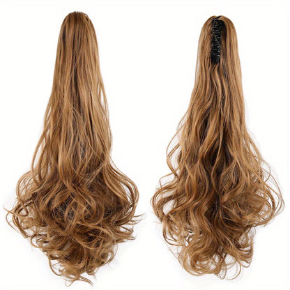 22-Inch Long Wavy Ponytail Hair Extensions - Ponytail - Synthetic Hair Piece for Women with Claw Clip, Adds Volume and Style, Perfect for Halloween and Christmas Celebrations