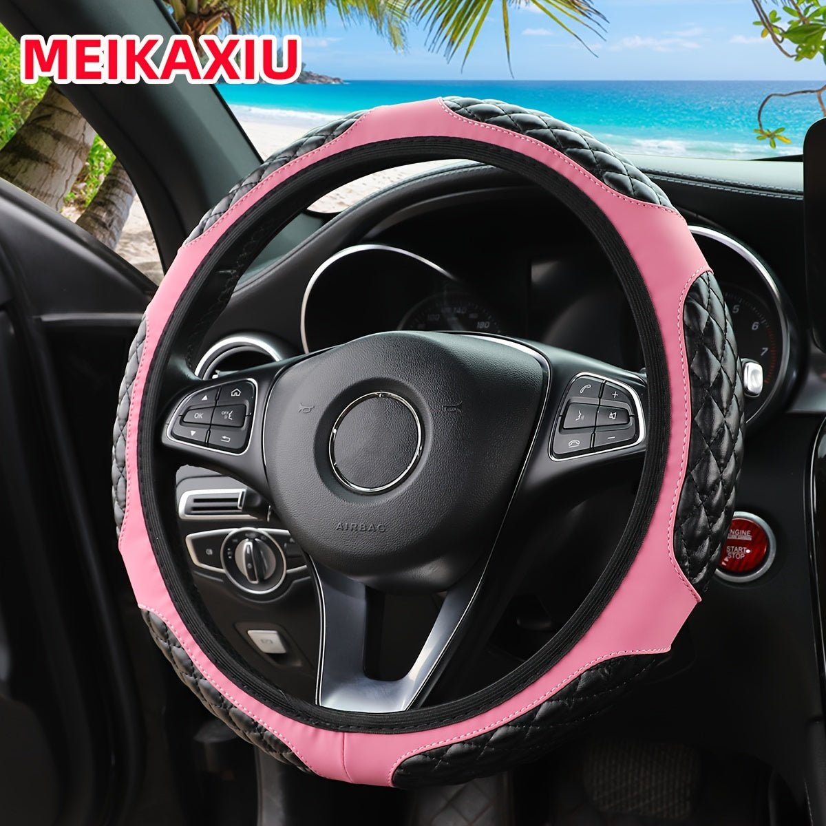 A Soft And Comfortable Artificial Sheepskin 3D Embroidered Steering Wheel Cover for Cars, Suitable for Steering Wheels Measuring 14.5 to 15 Inches, Without an Inner Ring