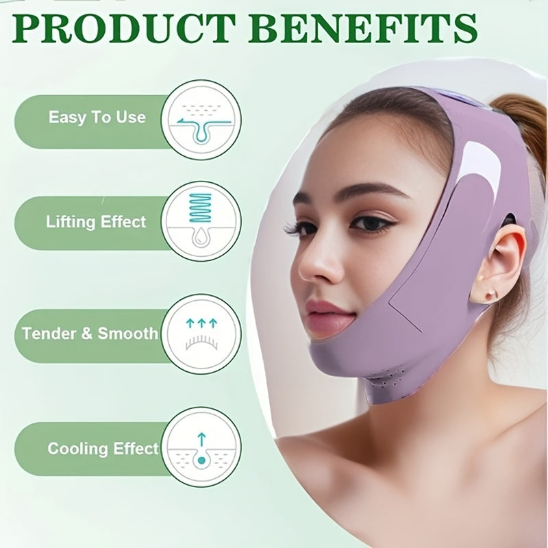 V-Face Lifting Mask, Adjustable for Reducing Double Chin, Face Tightening, Breathable, Skin-Friendly, Shaping Bandage, Reusable