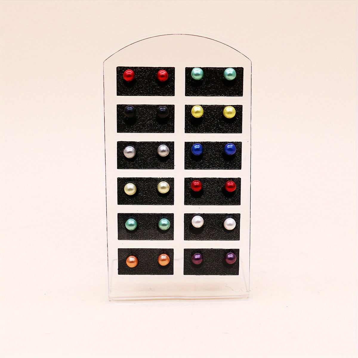 [Elegant Pearl Earrings] 12 Pairs Colorful Faux Pearl Elegant Stud Earrings | Resin Jewelry Minimalist Style Trendy Female Gift Daily Casual