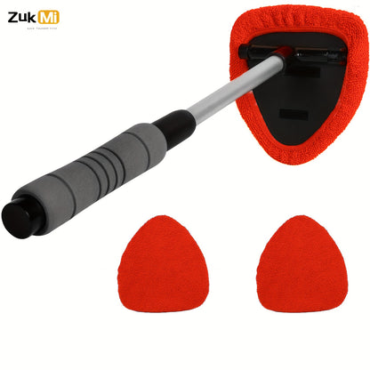 Microfiber Windshield Cleaner - Extendable Handle, Auto Interior & Exterior Glass Wiper, Car Glass Cleaning Tool Kit
