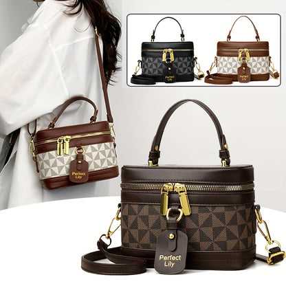 Fashion Geometric Print Women'S Crossbody Bag |, Removable Strap, Zipper Closure, Ideal for Daily Use and Travel Essentials Storage