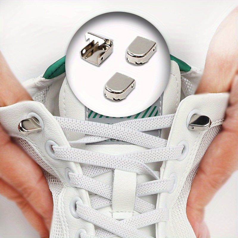 [Elastic Shoe Laces] Stretchy Elastic Shoe Laces for Sneakers | Adjustable Flat Shoelaces with Metal Aglets, Perfect for Casual Footwear, Casual Shoelaces | No Tie Polyester & Spandex