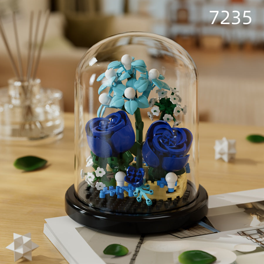 [Romantic Flower Blocks] Romantic DIY Flower Building Blocks Set - Desktop Ornament & Puzzle Toy, Perfect Birthday Gift Ramadan Mubarak