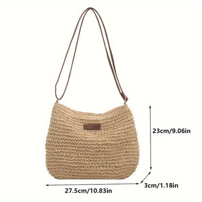 [Summer Rattan Bag] Handmade Rattan Crossbody Bags | Women Saddle Straw Woven Shoulder Bag Small Handbags