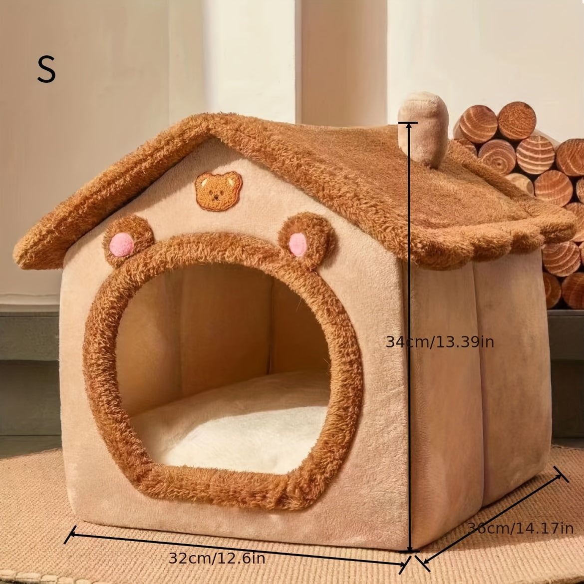 [Warm Pet Bed] Winter Warm 1pc Pet Bed House For Cats | Removable And Washable Cat House, Soft And Comfortable Puppy Cave Nest, Christmas Gift