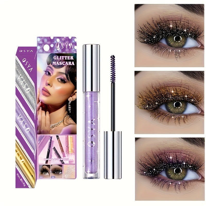 Glitter Shiny Mascara, Waterproof And Smudge Proof, Curling And Eyelashes Lengthening Makeup Tool for Music Festival