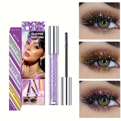 Glitter Shiny Mascara, Waterproof And Smudge Proof, Curling And Eyelashes Lengthening Makeup Tool for Music Festival