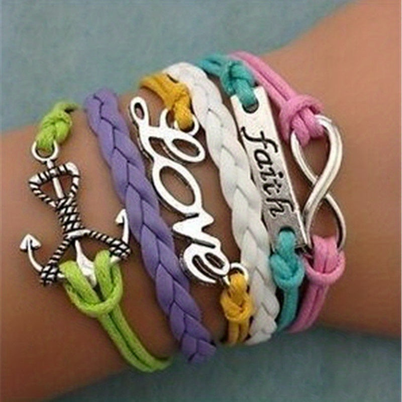 European and American Fashion Jewelry Owl Heart Number 8  Braided Bracelet