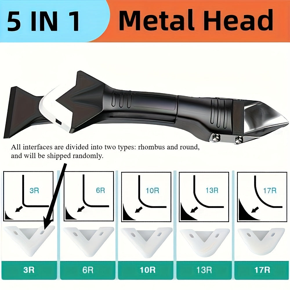 [6pcs Sealant Tool Kit] 6pcs Set (5 Interchangeable Heads) Sealant Tool Stainless Steel Blade, Multifunctional Tool Sealant Removal Tool Grouting Scraper Kit, Putty Knife Putty Knife Scraper Suitable For Bathroom, Windows