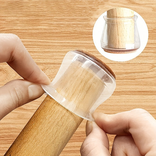 20pcs Non-slip Clear Chair Leg Covers with Felt, Large Round Chair Floor Protectors, Chair Leg Floor Protectors, Table Mats, Chair Mats, Small Gadgets for Restaurant, Hotel, Cafes