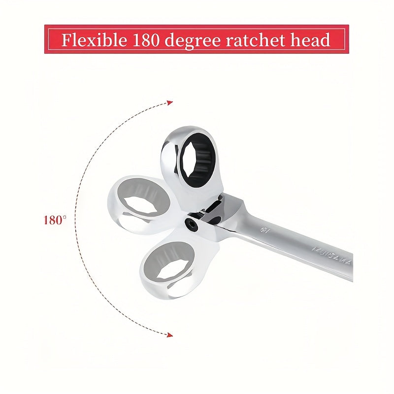 14pcs/7pcs/4pcs Adjustable Head Ratchet Wrench Set | Mirror Chrome Plated Square Drive Quick Ratchet Full Set, Home Auto Repair Tools, Hardware Tools, Ideal Gift for Husband or Father - DAZOSHO