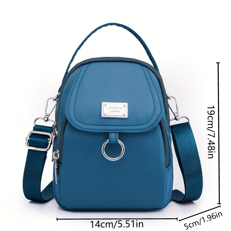 [Mini Crossbody] OGEHUAFEE Women's Light Blue Nylon Shoulder Bag | Casual Mini Crossbody | Nylon | Adjustable Strap, Multi-Layer, External Headphone Hole, Secure Zip Closure | Crossbody | Women | Casual