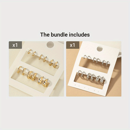 Zinc Alloy Simple Hoop Earrings for Daily Wear Dating Ear Jewelry Decor