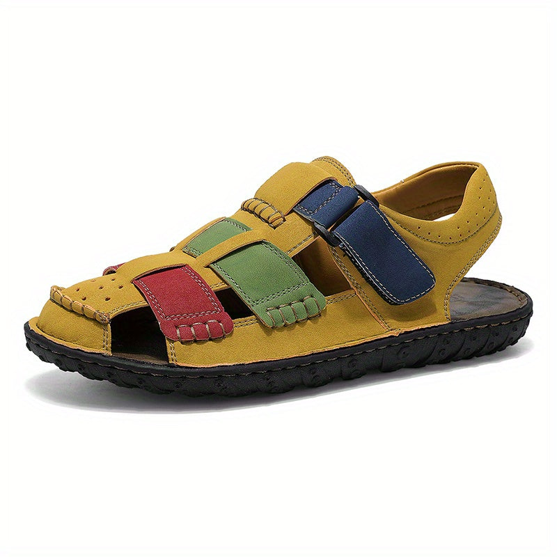 Men's Quick- Outdoor Sandals - Multi-Color Vibrant Hiking Shoes with Toe Protection & Wide Toe Box | Multi-Terrain Adventure Sandals for Beach/Trails/Daily Wear | Lightweight Breathable & Shock-Absorbing |