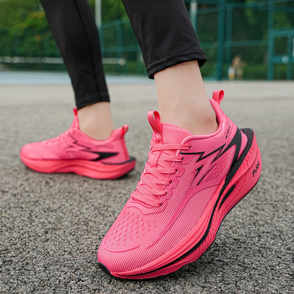 AOPLUS Men's Sneakers, Lightweight Breathable Low-Top Lace-Up Casual, Cushioned Rubber Sole, Gym Running, Pink & Colorway, All-Season