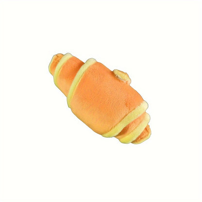 1pc Interactive Plush Croissant Dog Toy - Soft, Durable, Treat Dispensing for Small to Medium Dogs, Happy and Intelligent Pet Game