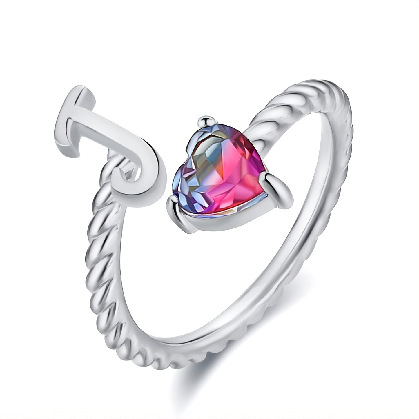 Adjustable A to T Initial Letter Ring Rings for and Women, Stacking Ring, Birthday Jewelry Gift for Mom or Girlfriend