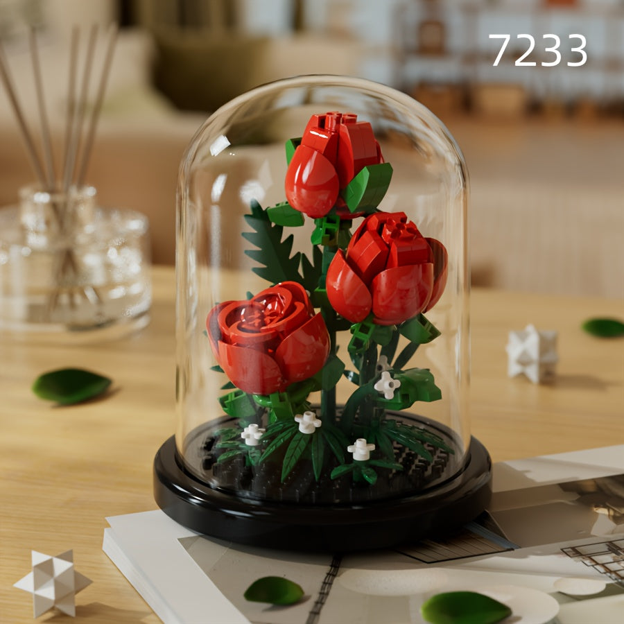 [Romantic Flower Blocks] Romantic DIY Flower Building Blocks Set - Desktop Ornament & Puzzle Toy, Perfect Birthday Gift Ramadan Mubarak