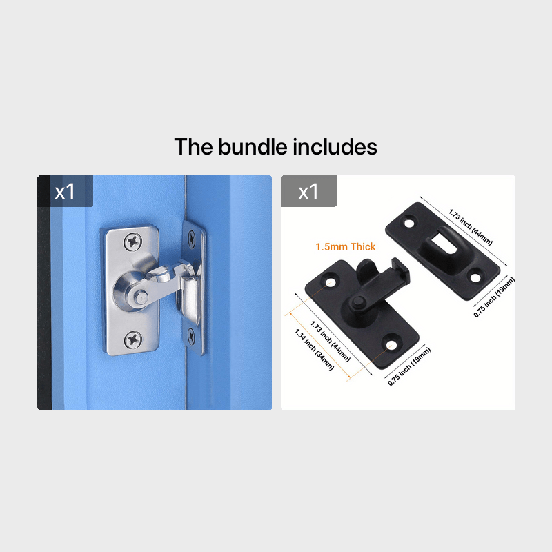 304 Stainless Steel Door Lock  90 Degree Right Angle Door  Door Gate Slide  Lock, Home Safety Door Lock Hasp Locking  Bolt Cam, for Sliding Doors/ Window /Closet /Barn/ Garden/ Fences