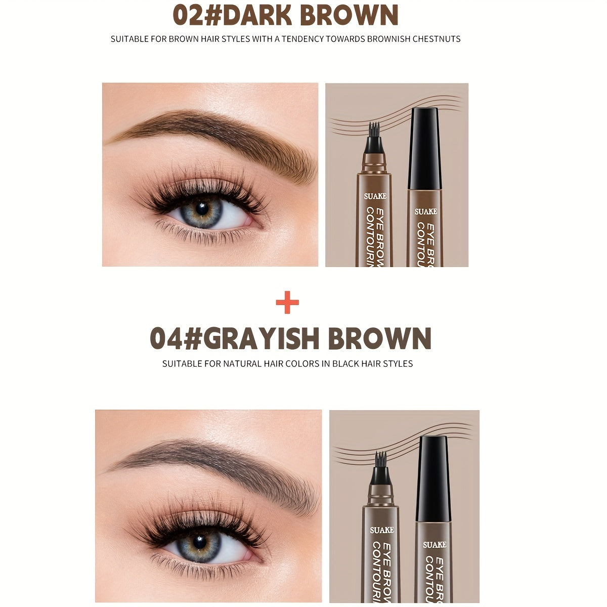Water-Resistant Eyebrow Pen, Microblading Pencil Featuring a Four-Pronged Tip for Naturally Styled Brows (Available in Five Shades)