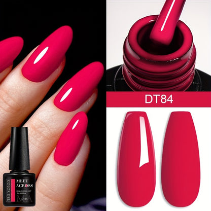 [Rich Wine Red Gel Nail Polish] 1 Container MEET ACROSS Rich Wine Red Gel Nail Polish - /LED Lamp Curable, -Lasting, Color for DIY Nail Art Suitable for Home & Salon Use, Glossy Gel Polish for /LED Lamp Users