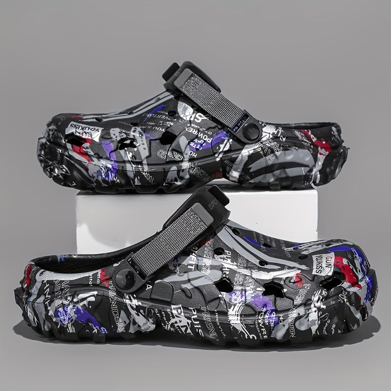 Trendy Men'S Anti-Slip, Wear-Resistant, Lightweight, Breathable Hole Shoes, Closed-Toe Beach Sandals