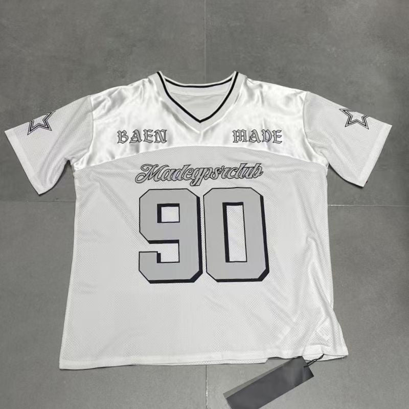 Sports patch mesh American jersey printing casual summer loose dry cool top T-shirt short sleeve day