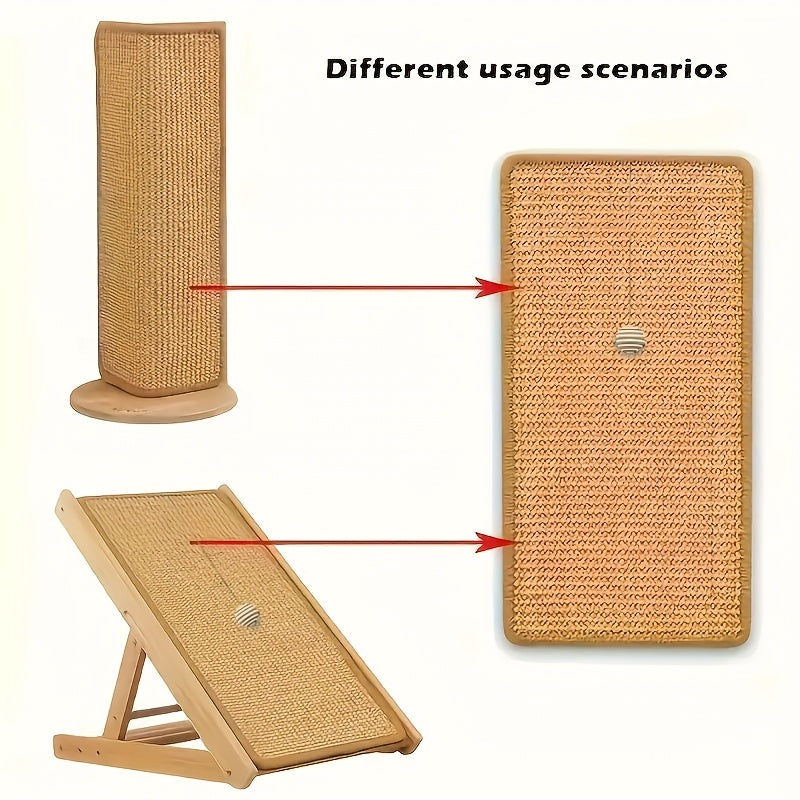 Upgraded Sturdy Cat Scratching Pad with Hanging Ball - Ergonomic Design for Safe Lounging, Exercise, And Scratching on The Sofa - Durable Faux Hemp Material - Perfect Gift for Cats, Scratching Pad, Pet Furniture Accessory, Modern Pet Accessory