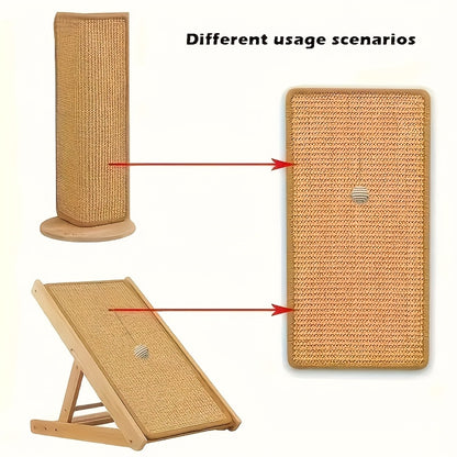 Upgraded Sturdy Cat Scratching Pad with Hanging Ball - Ergonomic Design for Safe Lounging, Exercise, And Scratching on The Sofa - Durable Faux Hemp Material - Perfect Gift for Cats, Scratching Pad, Pet Furniture Accessory, Modern Pet Accessory