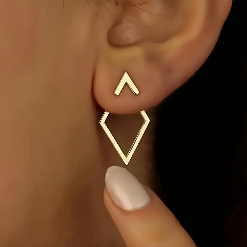 Hollow Women's Earrings, Uniquely Shaped, A Pair of Hollow Metal Pieces Front and Back