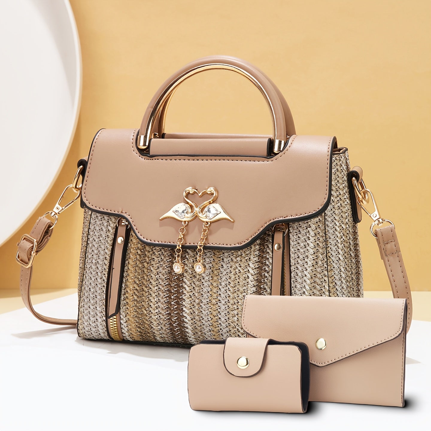 New Stylish Three-Piece Set Bag with Trendy Prints for Women, Casual Handbag