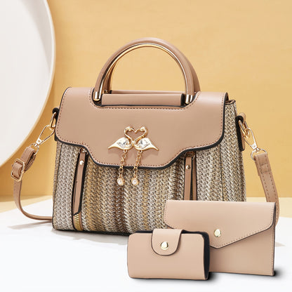 New Stylish Three-Piece Set Bag with Trendy Prints for Women, Casual Handbag